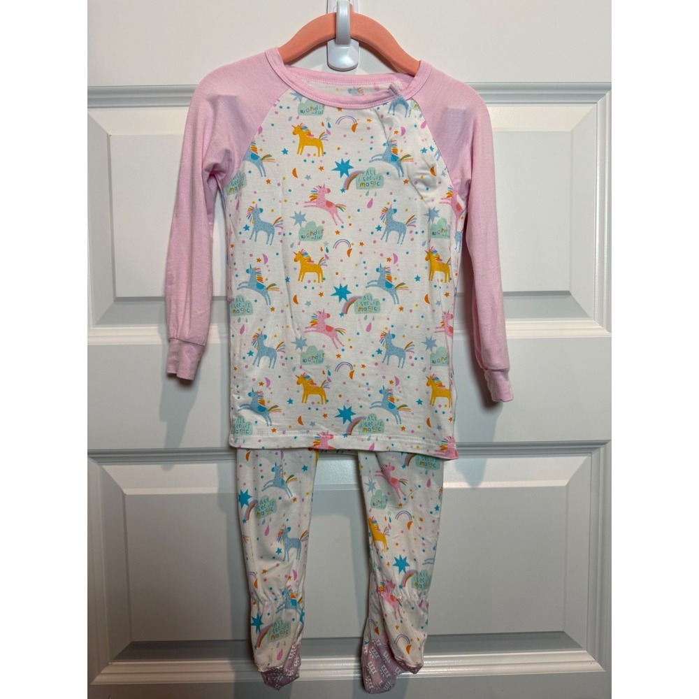 Magnetic Me Unicorn Rainbow Footed Pajama Set Pink 12-18 Months Long Sleeve